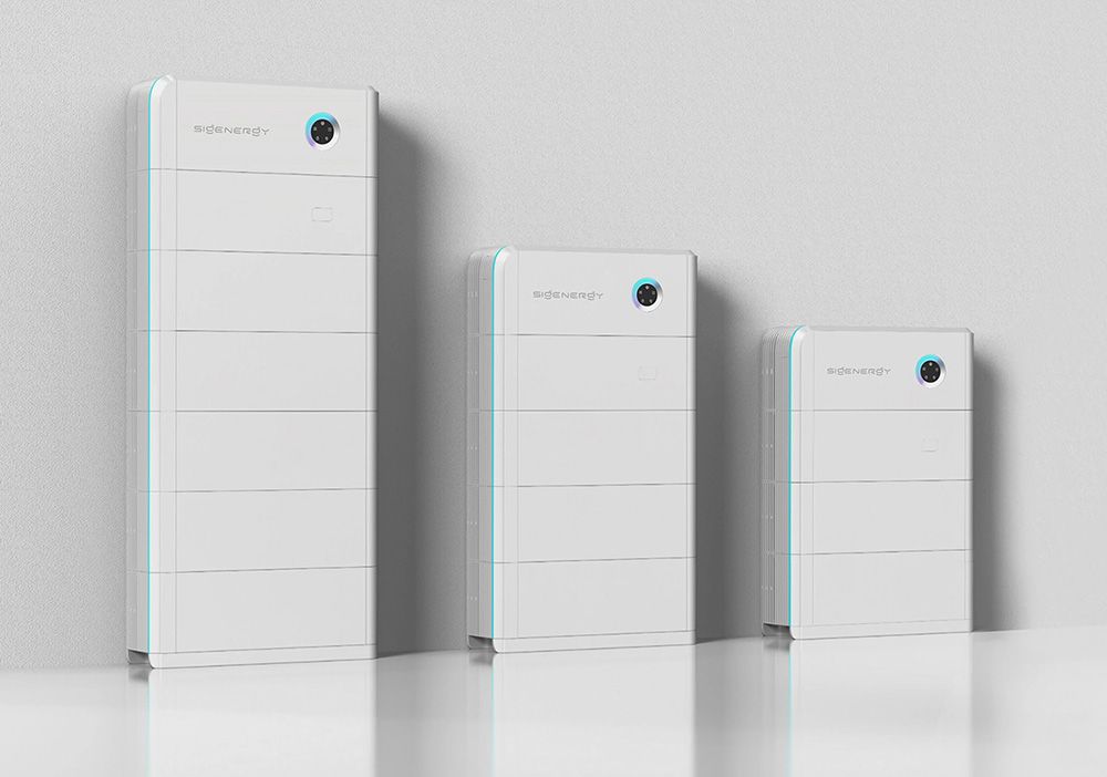 SigEnergy SigenStor range — three stackable home energy systems in different battery capacities, showing modular tower design with inverter head unit